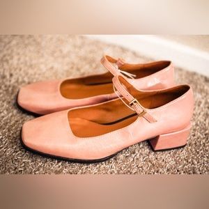 Anthropologie Pink Genuine Leather Ainsley Mary Jane Block Heels Size 8.5